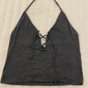 Lace up halter tank